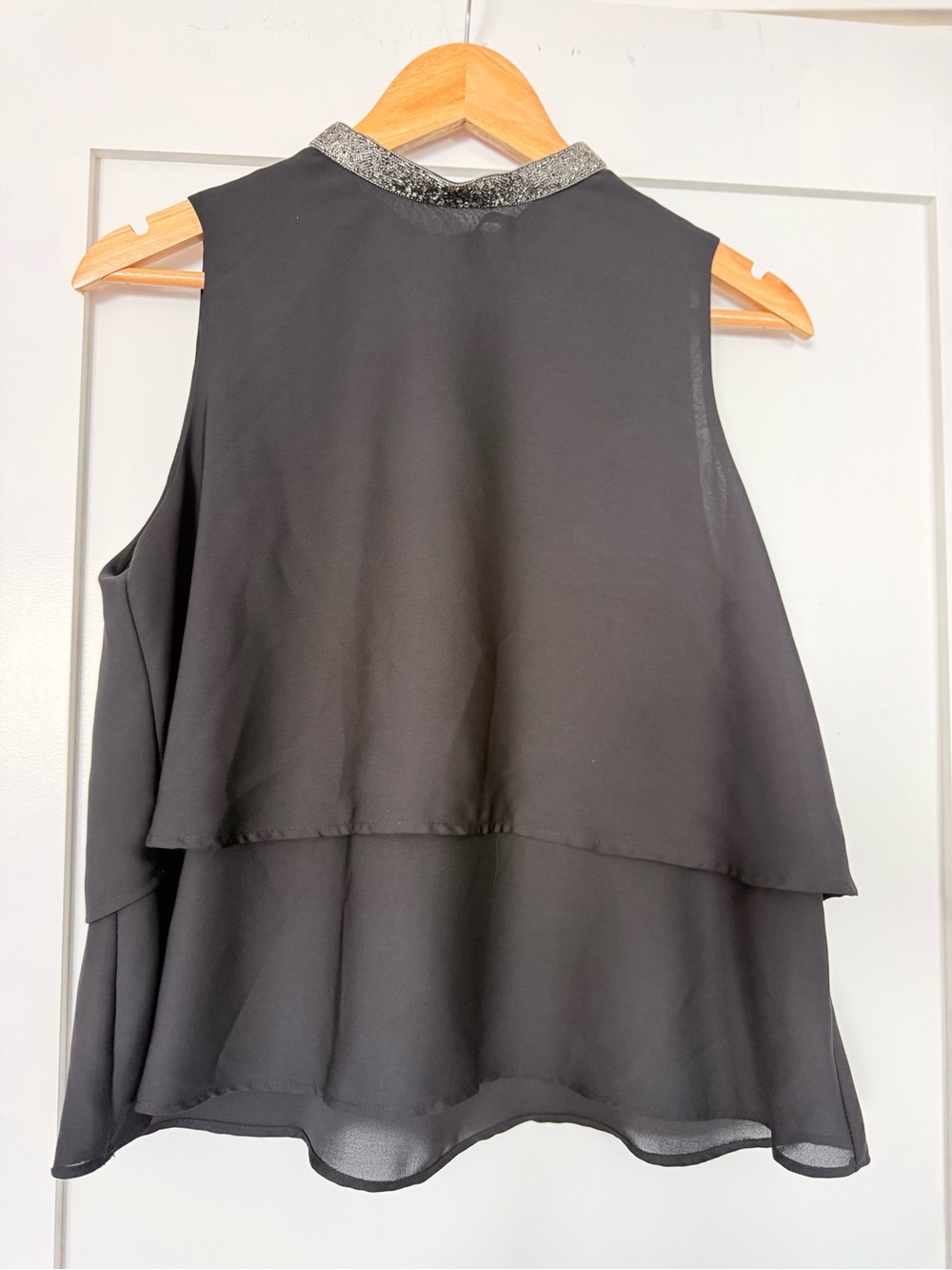 Zara Basic Collection Beaded Neckline Blouse in Black Size Medium NWOT